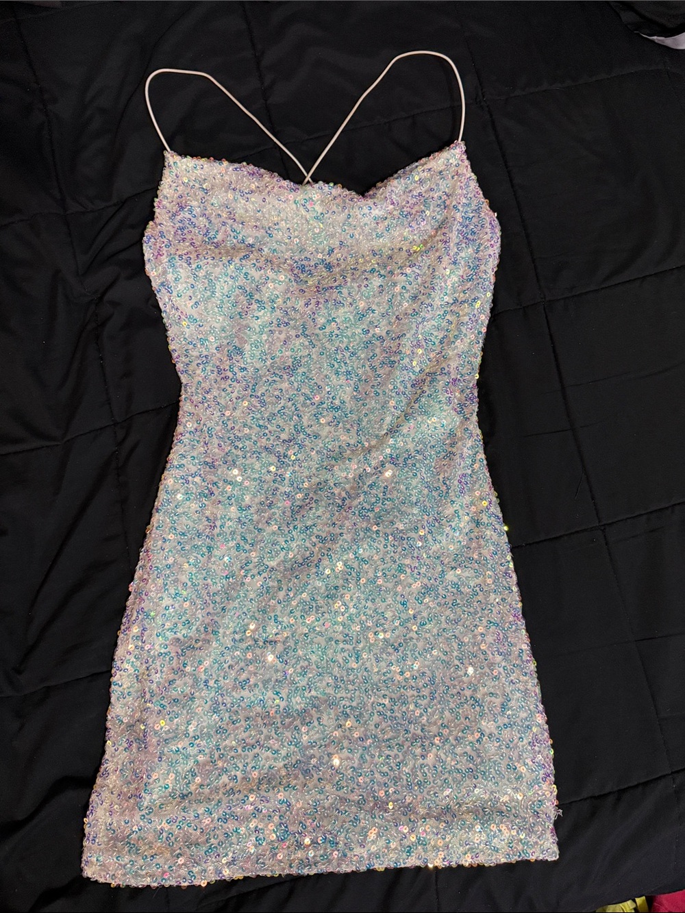 Windsor Iridescent Sequin Mini Dress in white